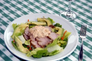 salad with cold pork tenderloin