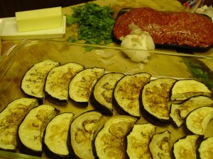 assembling the moussaka