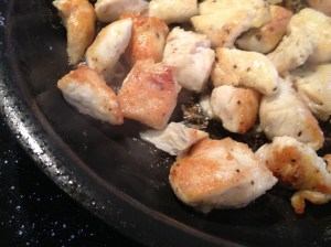 Sautée the chicken pieces in olive oil
