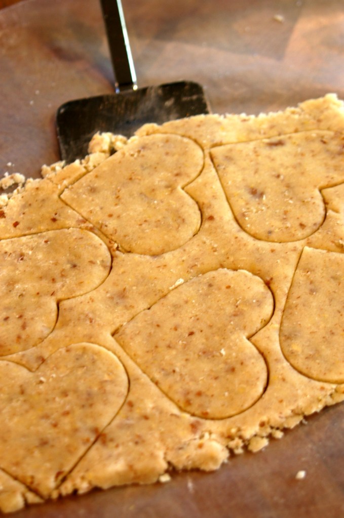 using spatula with shortbread
