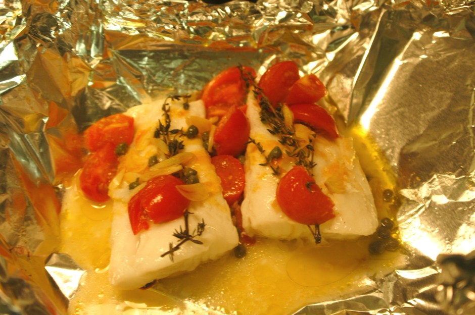 seabass in foil